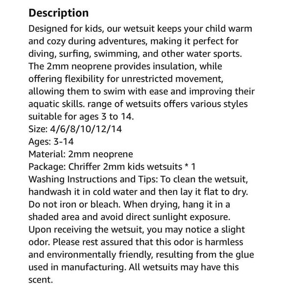 COPY - use only for adding to bundle for multiple size purchase Chriffer Wetsuit - Picture 7 of 9